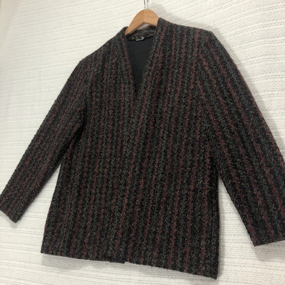 Vintage Women's Colorful Wool Open‎ Cardigan Blazer Size 12